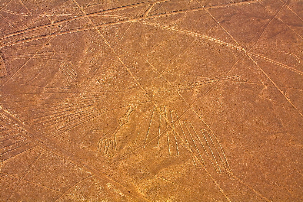 High angle view of Nazca lines, Nazca, Peru