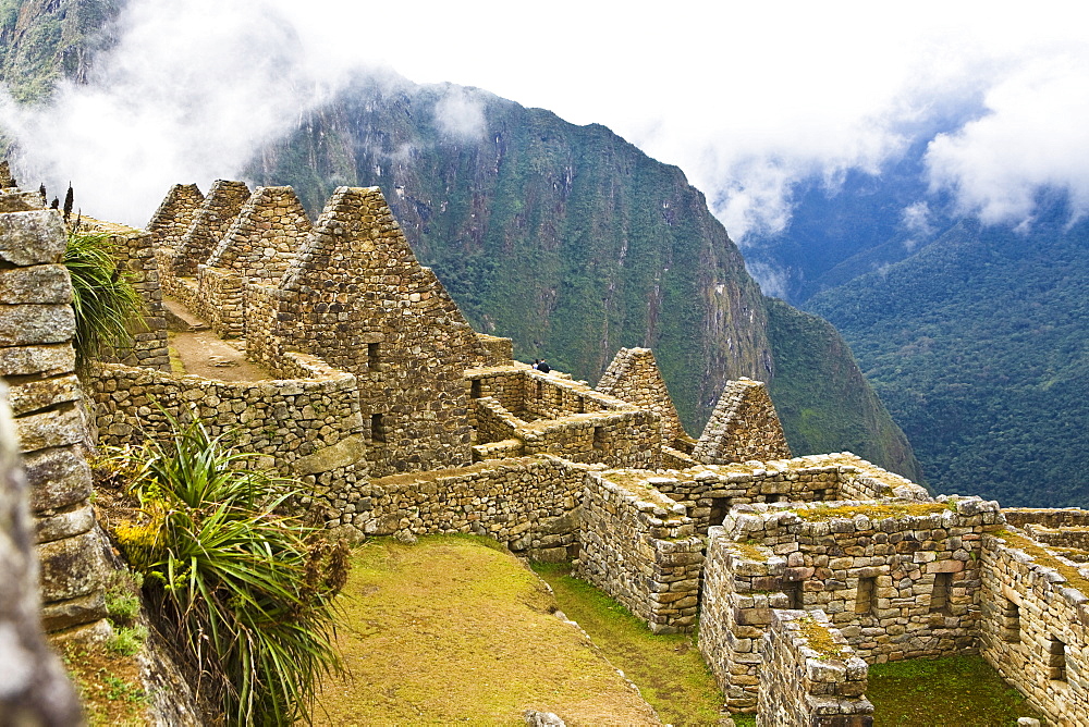 High angle view of ruins on mountains, Machu Picchu, Cusco Region, Peru