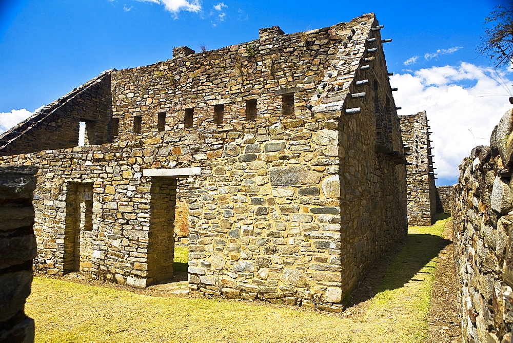 Old ruins of buildings, Choquequirao, Inca, Cusco Region, Peru