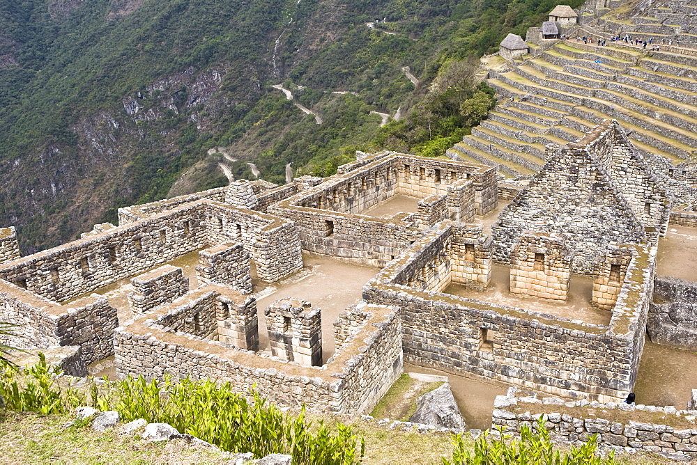 High angle view of ruins on mountains, Machu Picchu, Cusco Region, Peru