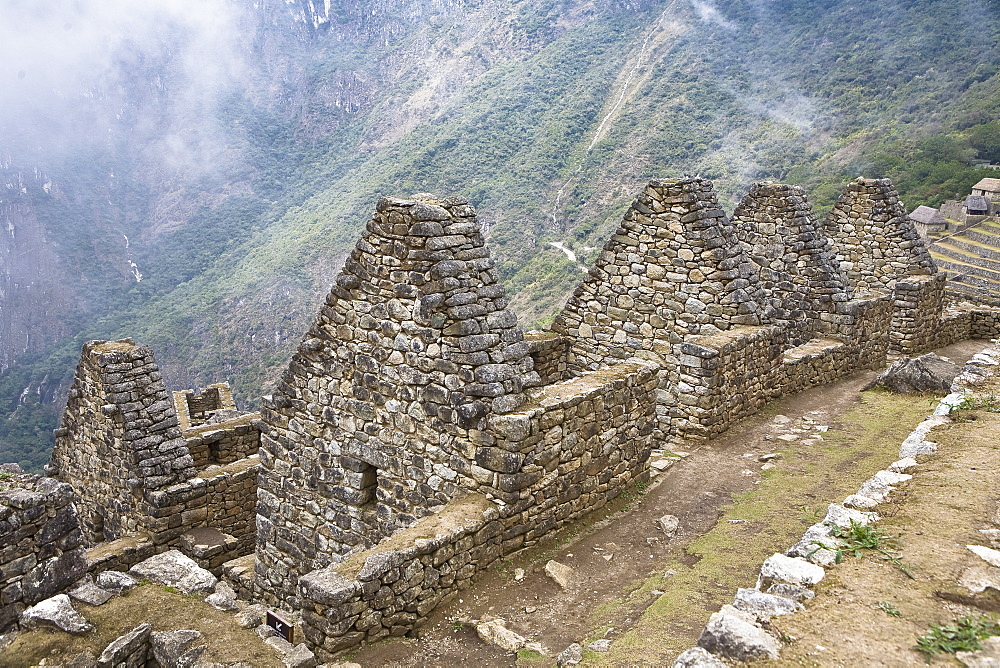 High angle view of ruins on mountains, Machu Picchu, Cusco Region, Peru