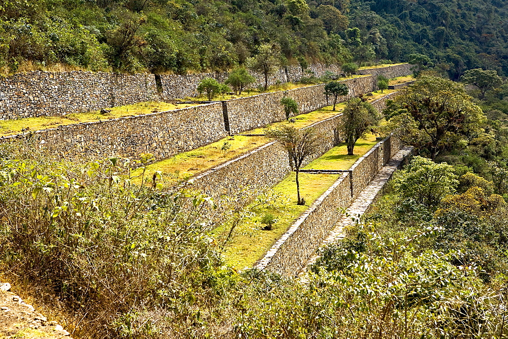 High angle view of the old ruins, Choquequirao, Peru