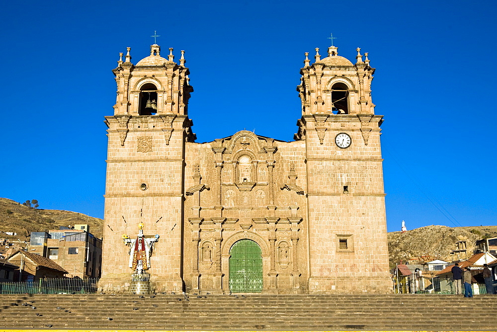 Facade of a cathedral, Puno, Peru