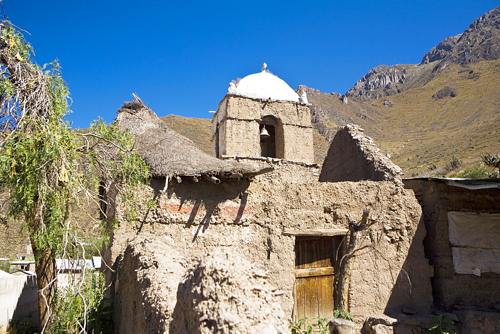 Low angle view of a church, Malata, Arequipa, Peru