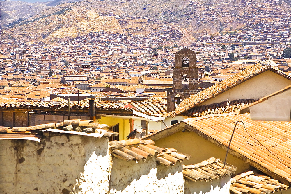 High angle view of a church in a city, San Blas, Cuzco, Peru