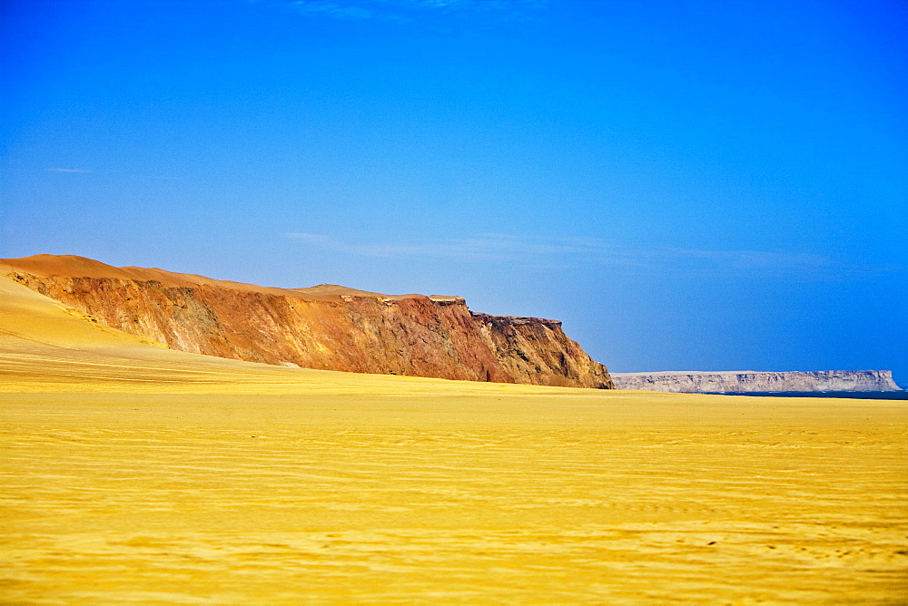 Panoramic view of an arid landscape, Paracas National Reserve, Paracas, Ica Region, Peru