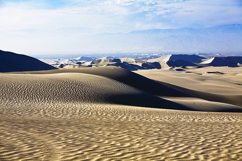 Sand dunes on a landscape, Huacachina, Ica, Ica Region, Peru