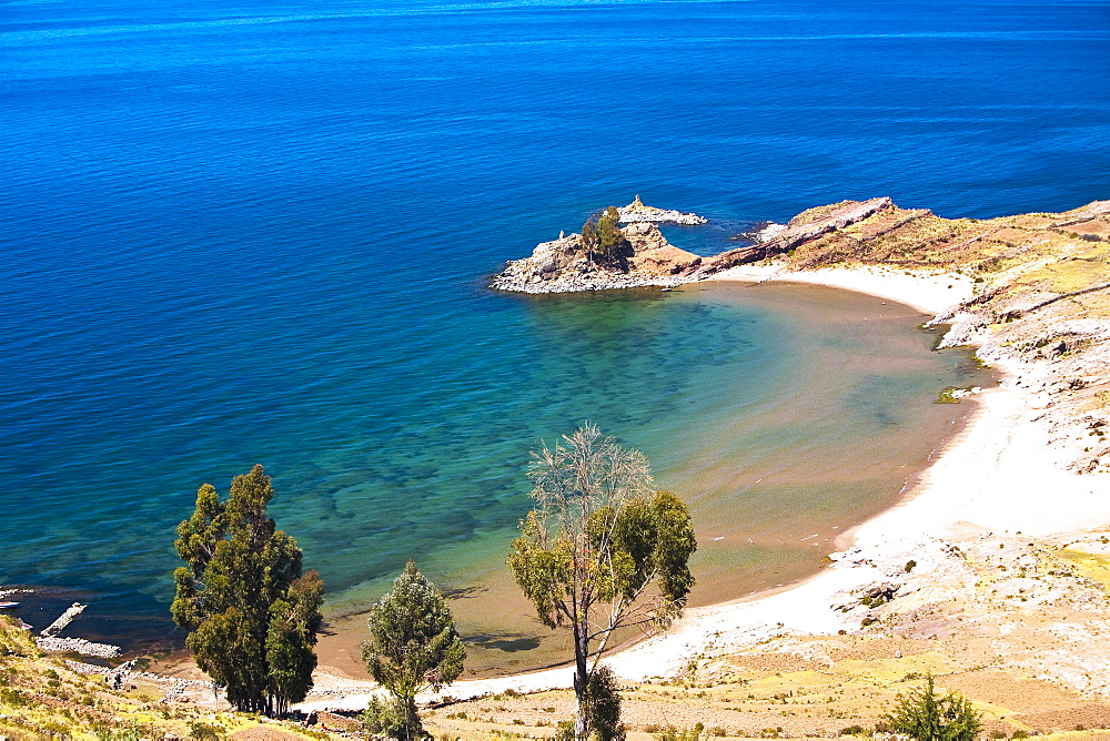 High angle view of a beach, Lake Titicaca, Taquile Island, Puno, Peru