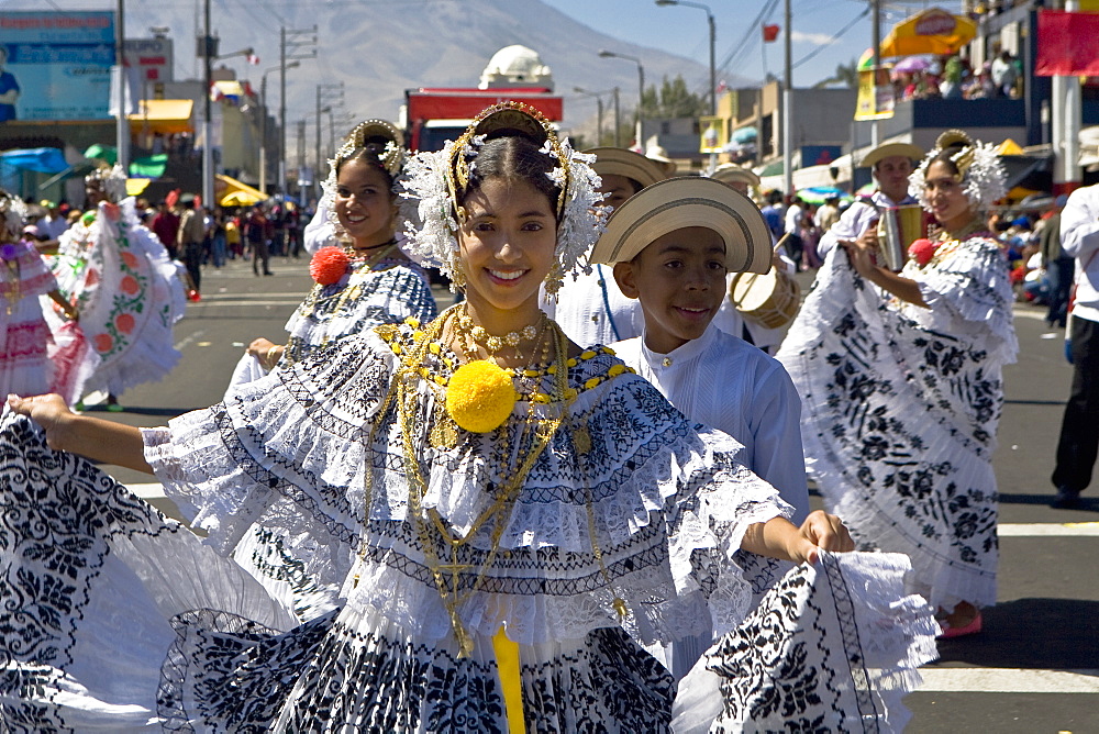 Group of people dancing in a parade, Arequipa, Peru