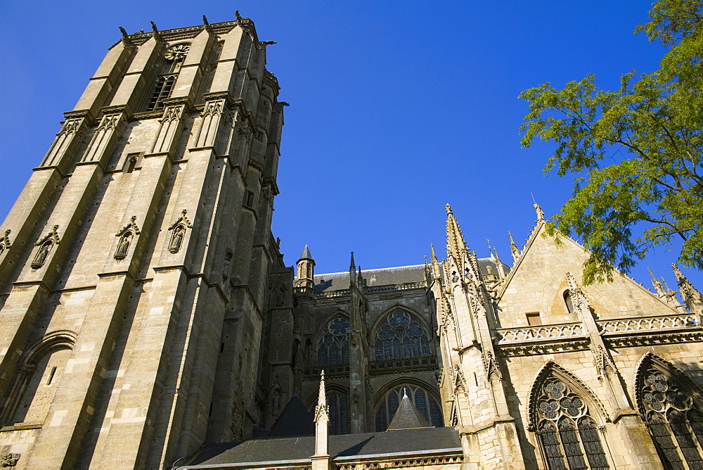 Low angle view of a cathedral, Le Mans Cathedral, Le Mans, France