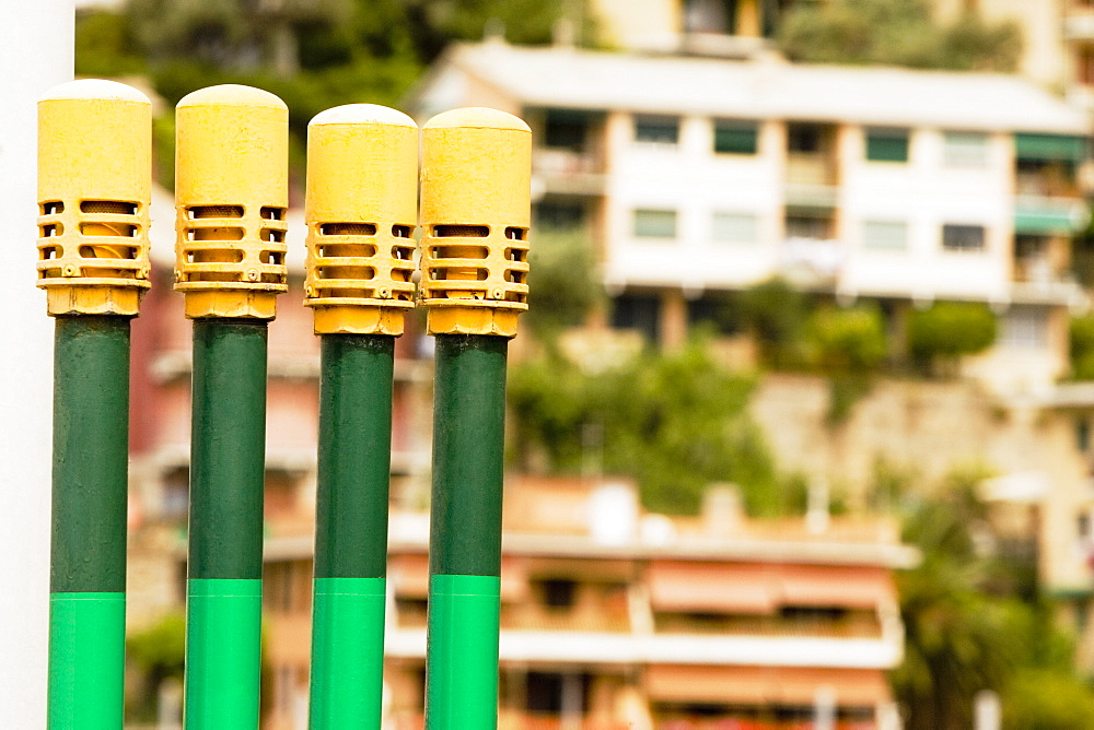 Close-up of reflectors, Sori, Genoa Province, Liguria, Italy