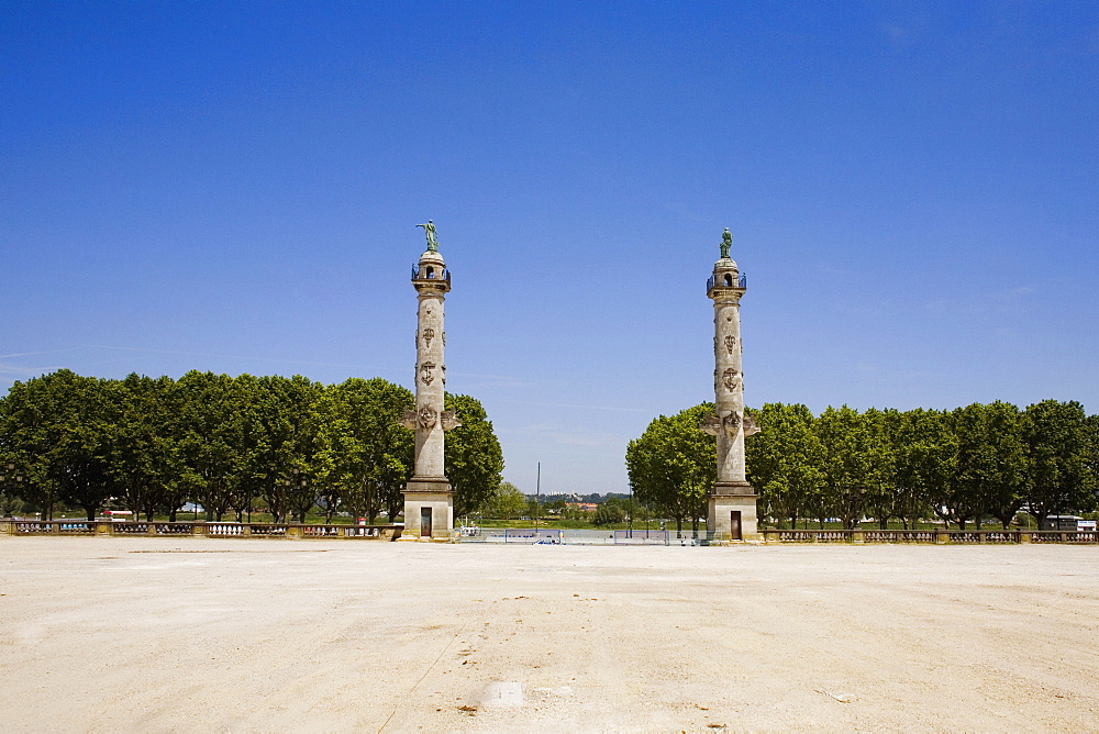 Columns at the entrance of a park, Rostrale Columns, Place des Quinconces, Bordeaux, France