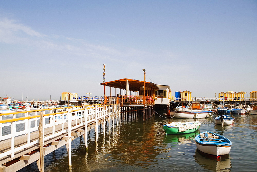 Boats moored at a harbor, Marina Grande, Capri, Sorrento, Sorrentine Peninsula, Naples Province, Campania, Italy