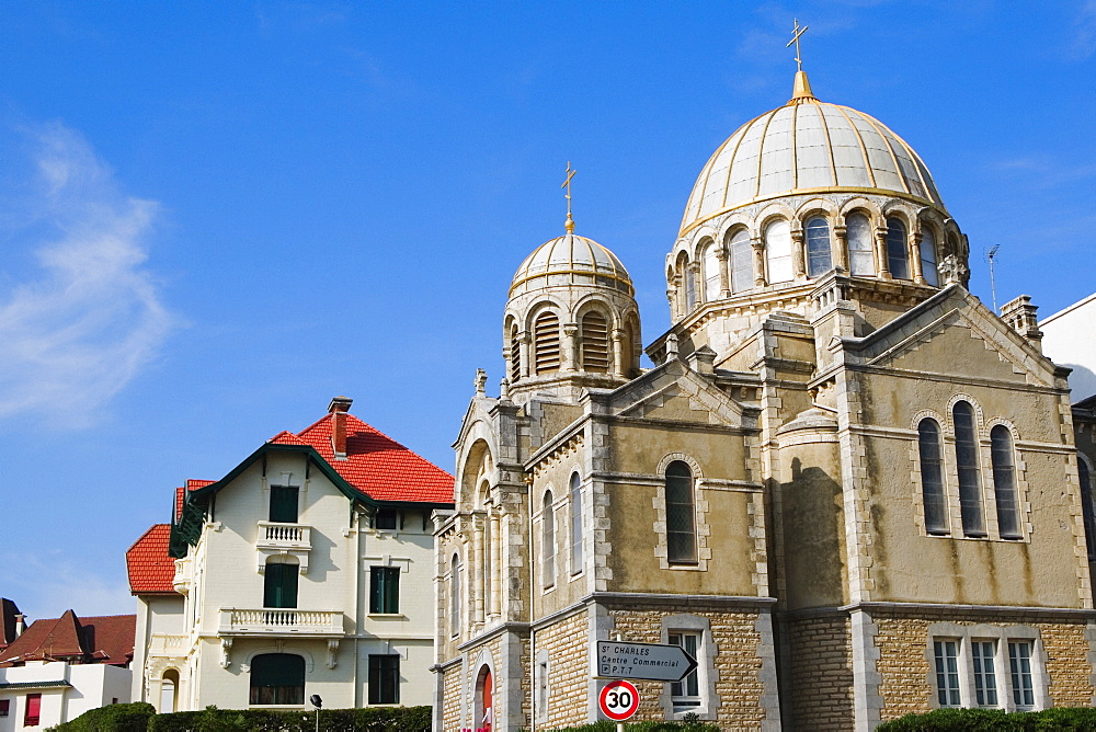 Low angle view of a cathedral, Eglise Orthodoxe Saint Alexandre De La Neva, Biarritz, France