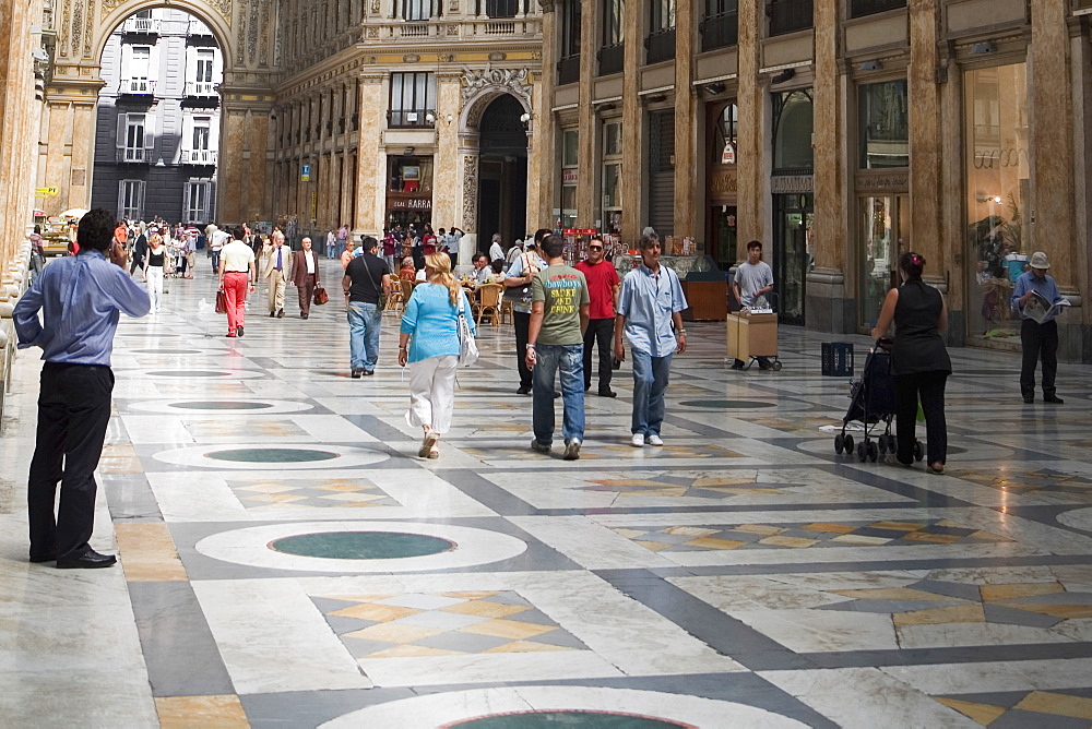 Group of people in a shopping mall, Galleria Umberto I, Naples, Naples Province, Campania, Italy