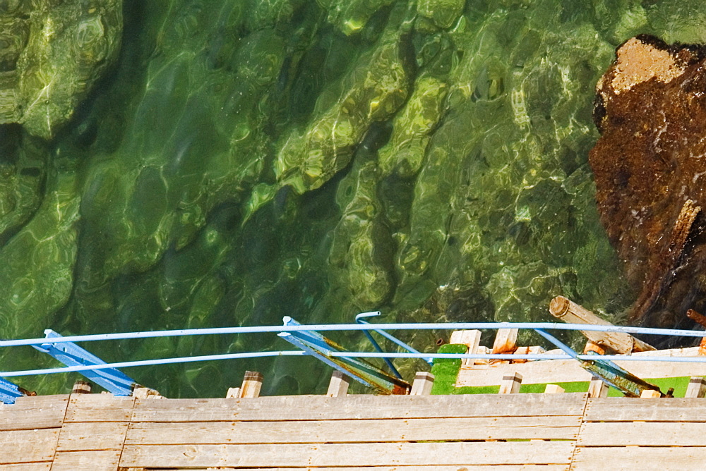 High angle view of a boardwalk, Bay of Naples, Sorrento, Sorrentine Peninsula, Naples Province, Campania, Italy