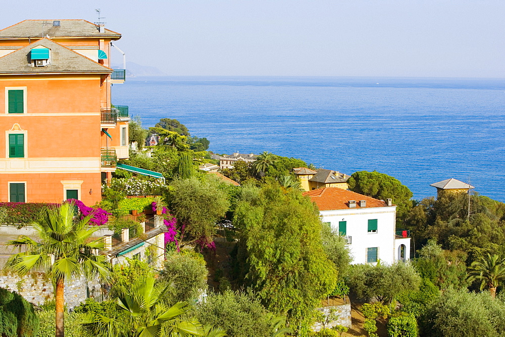 Buildings at the seaside, Italian Riviera, Santa Margherita Ligure, Genoa, Liguria, Italy