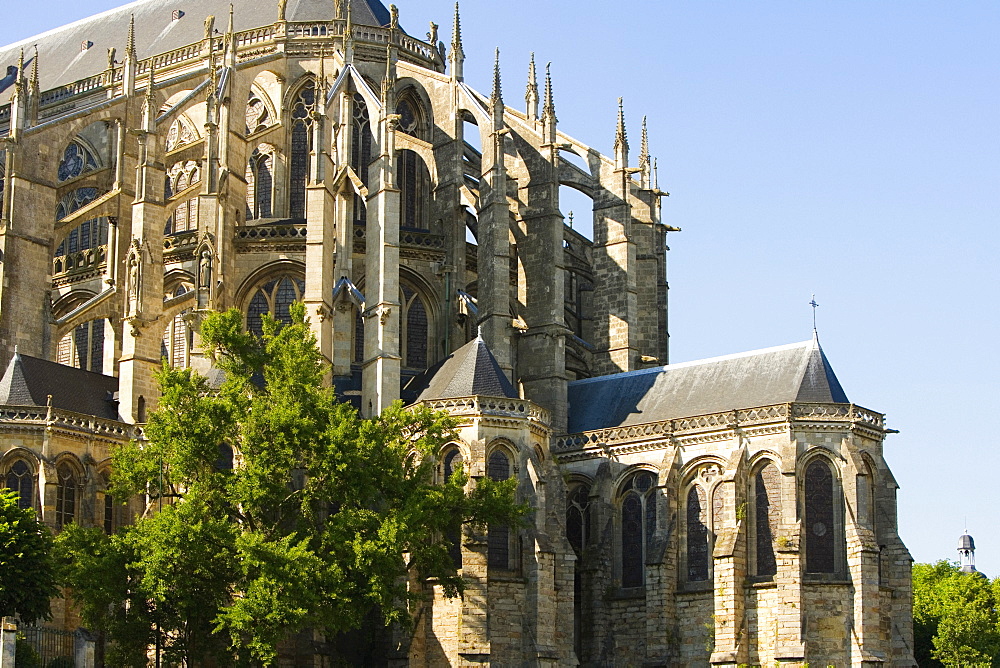 Low angle view of a cathedral, Le Mans Cathedral, Le Mans, France