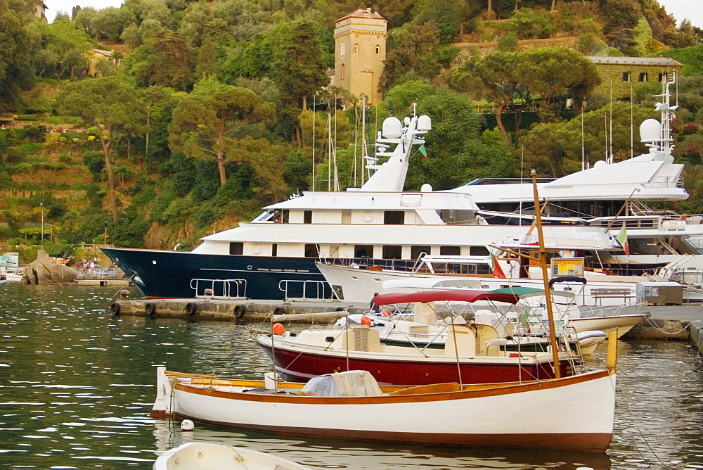 Boats at a harbor, Italian Riviera, Portofino, Genoa, Liguria, Italy