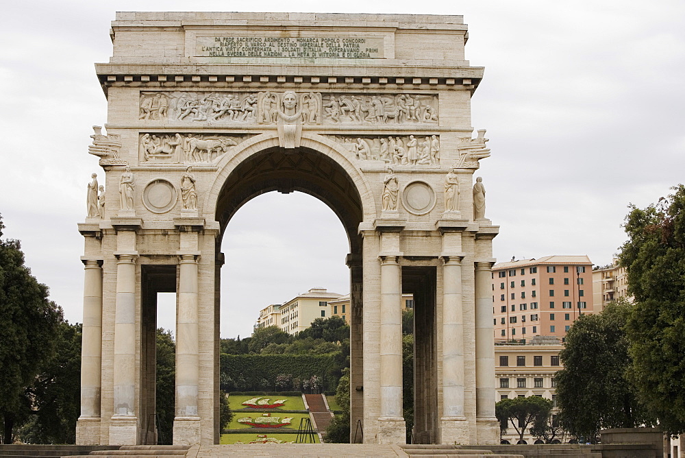 Entrance of a park, Scalinata Delle Caravelle, Piazza Della Vittoria, Genoa, Liguria, Italy