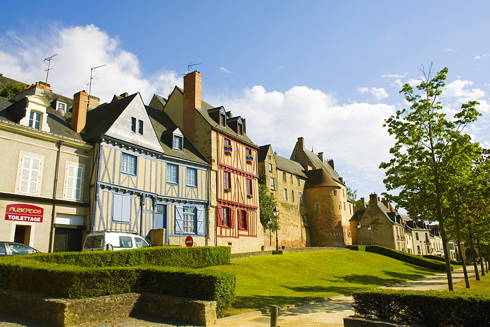 Medieval houses in a city, Le Mans, Sarthe, Pays-de-la-Loire, France