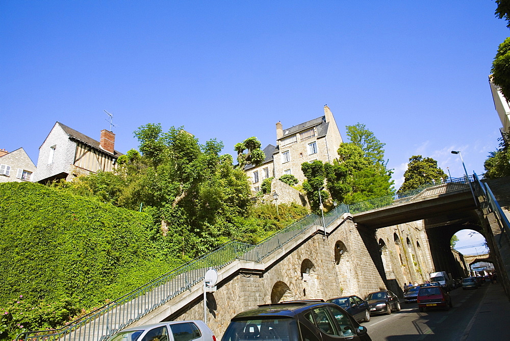 Cars moving under a footbridge, Le Mans, Sarthe, Pays-de-la-Loire, France