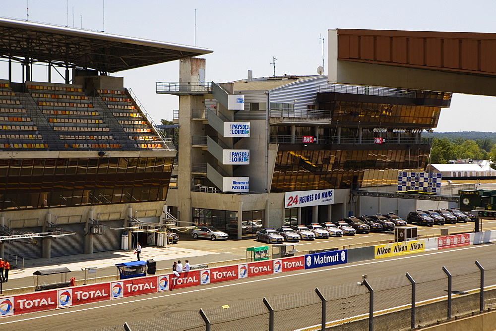 High angle view of cars in a row, Le Mans, France