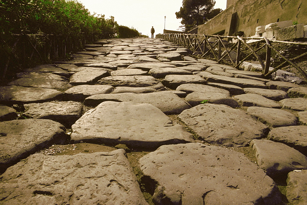 Close-up of cobblestone path, Appian Way, Rome, Italy