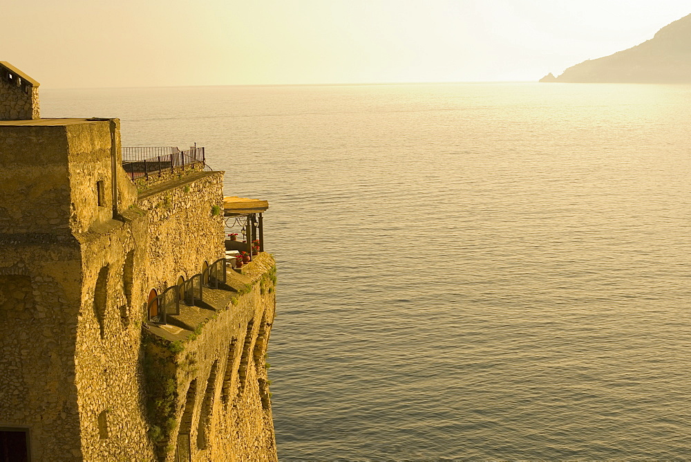 Building at the seaside, Torre Normanna, Costiera Amalfitana, Salerno, Campania, Italy