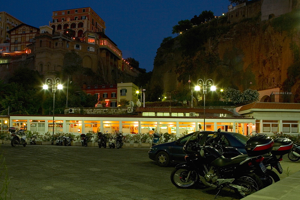 Parking lot in front of a building, Piazza Marinai dâ€™Italia, Sorrento, Sorrentine Peninsula, Naples Province, Campania, Italy