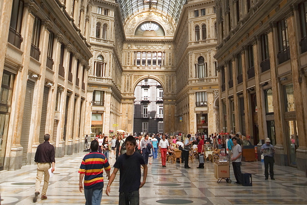 Group of people in a shopping mall, Galleria Umberto I, Naples, Naples Province, Campania, Italy