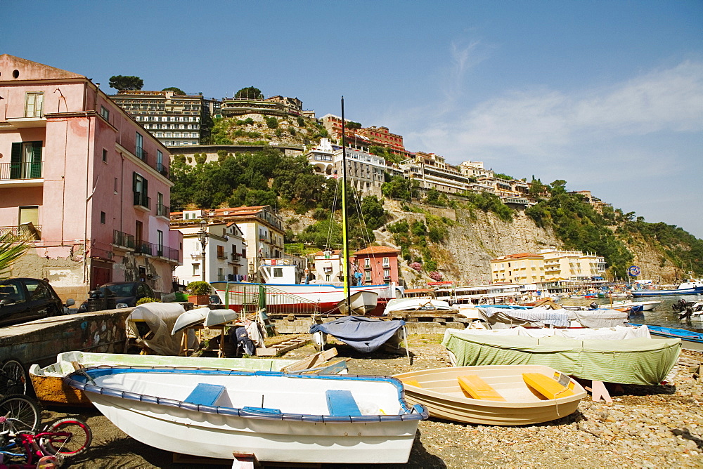 Boats on the beach, Sorrento, Sorrentine Peninsula, Naples Province, Campania, Italy