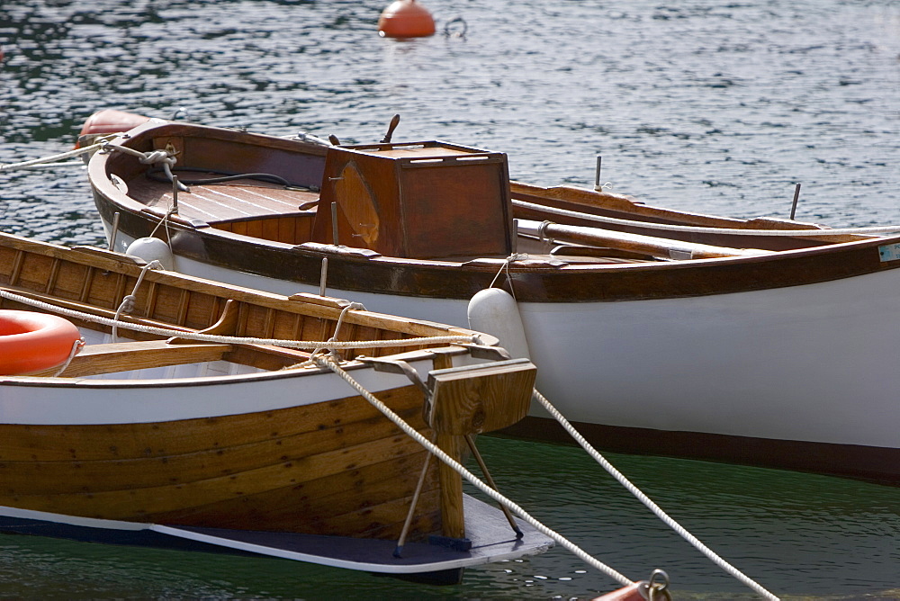 Boats moored in the sea, Italian Riviera, Santa Margherita Ligure, Genoa, Liguria, Italy