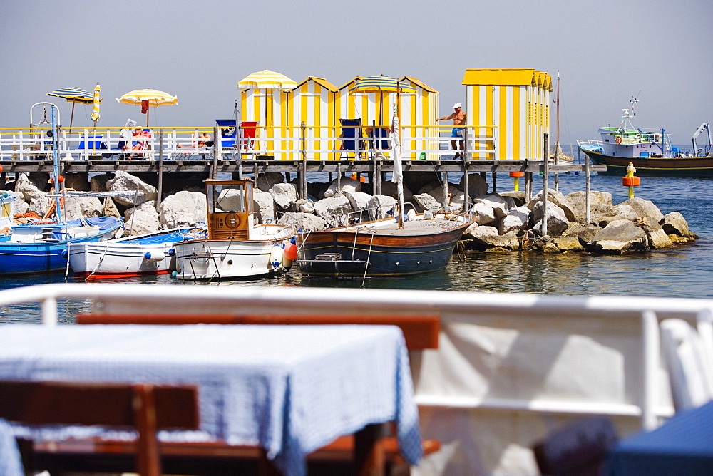 Tourist resorts at a harbor, Marina Grande, Capri, Sorrento, Sorrentine Peninsula, Naples Province, Campania, Italy