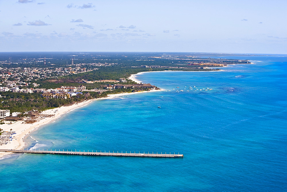 Aerial view of a pier in the sea, Playa Del Carmen, Quintana Roo, Mexico