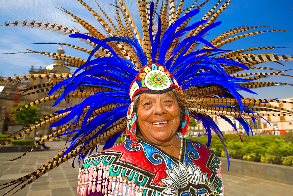 Portrait of a senior woman smiling, Zocalo, Mexico City, Mexico