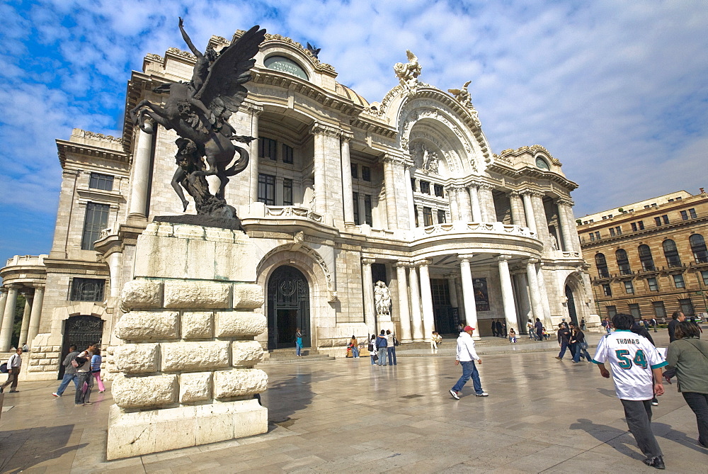 Tourists in front of a palace, Palacio De Bellas Artes, Mexico City, Mexico