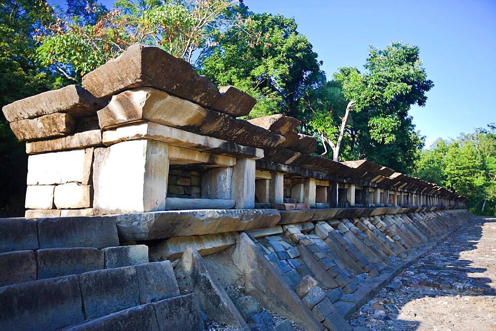 Stone wall of an old ruin, El Tajin, Veracruz, Mexico