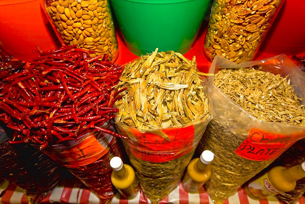 Spices at a market stall, Xochimilco, Mexico