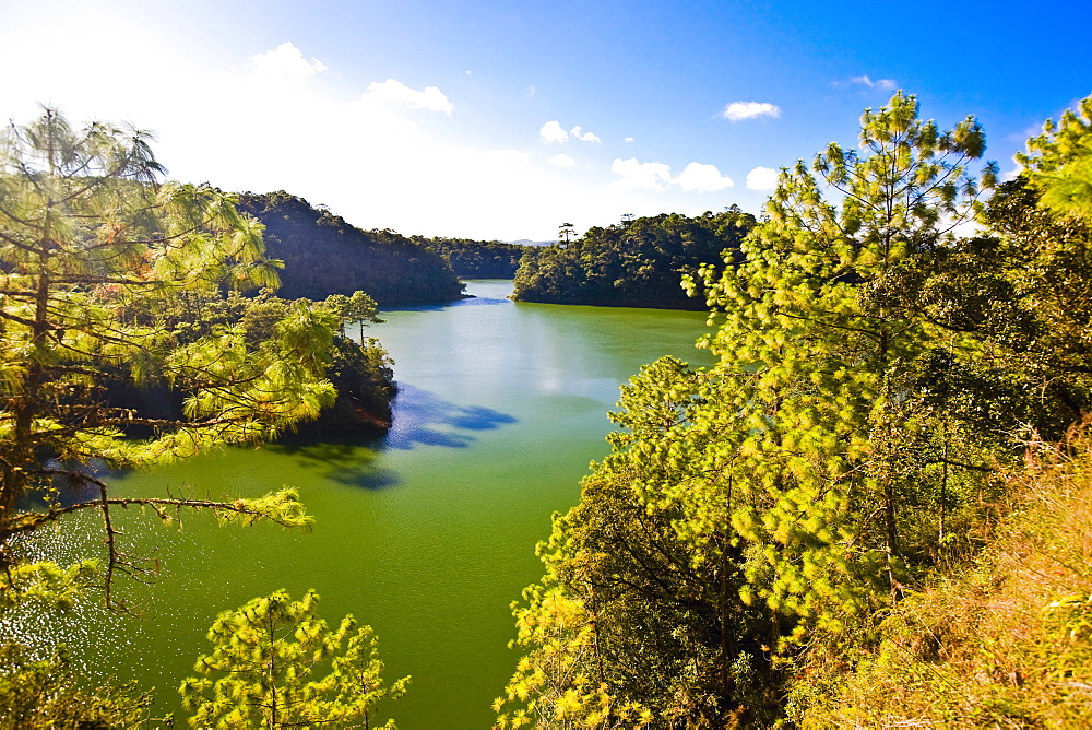 Reflection of trees in water, Lagunas De Montebello National Park, Chiapas, Mexico