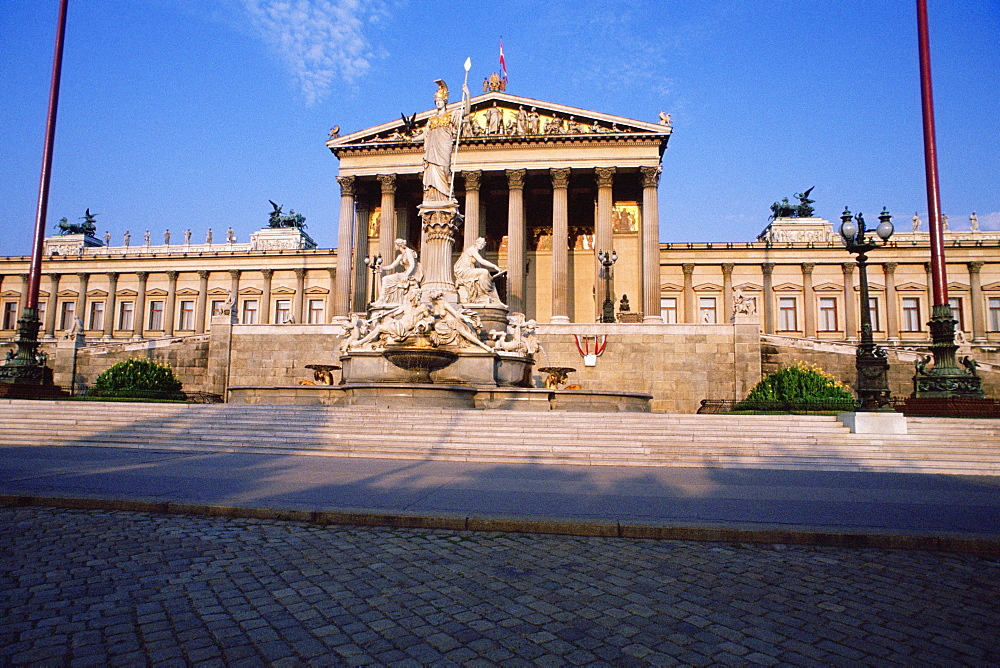 Fountain in front of a government building, Pallas Athena Fountain, Parliament Building, Vienna, Austria