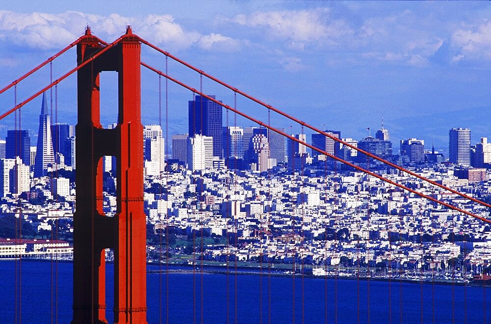 Close-up of a bridge, Golden Gate Bridge, San Francisco, California, USA