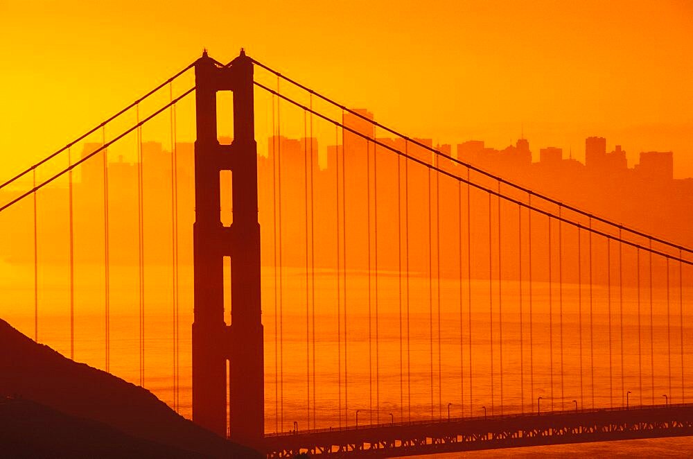 Close-up of a bridge, Golden Gate Bridge, San Francisco, California, USA