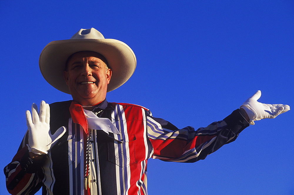 Portrait of a mature man gesturing, Texas, USA