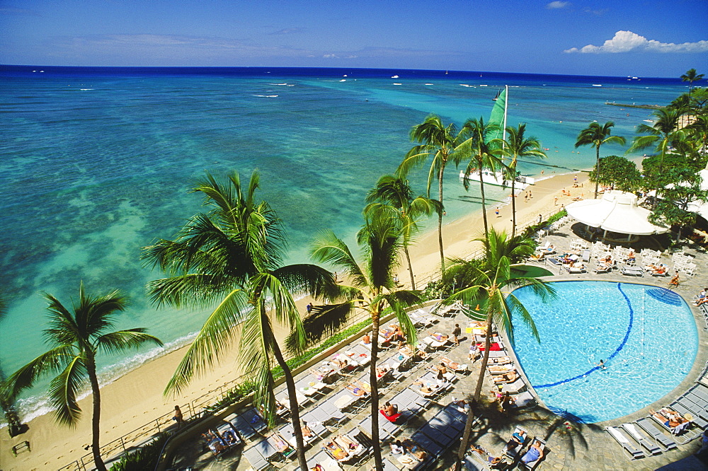 High angle view of the beach, Hawaii, USA