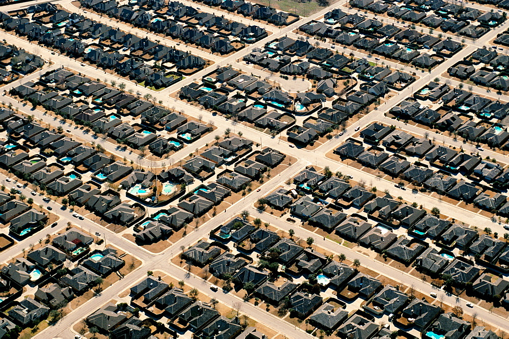 Aerial view of housing in Dallas Area