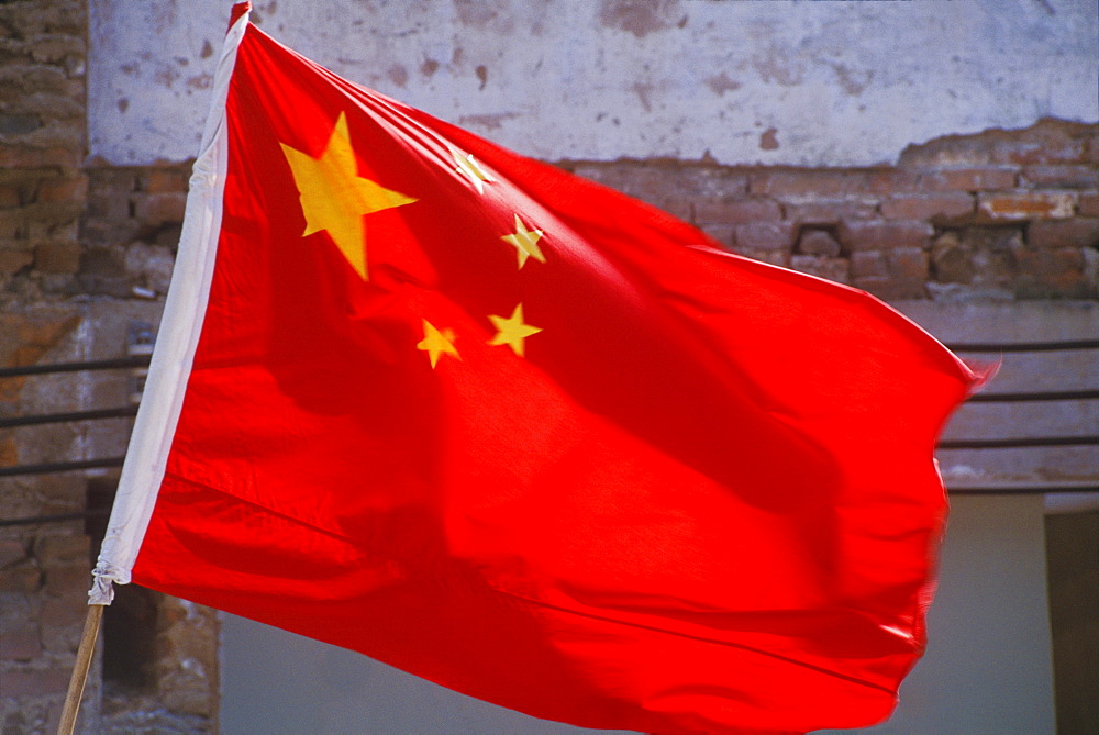 Close-up of a Chinese flag, China