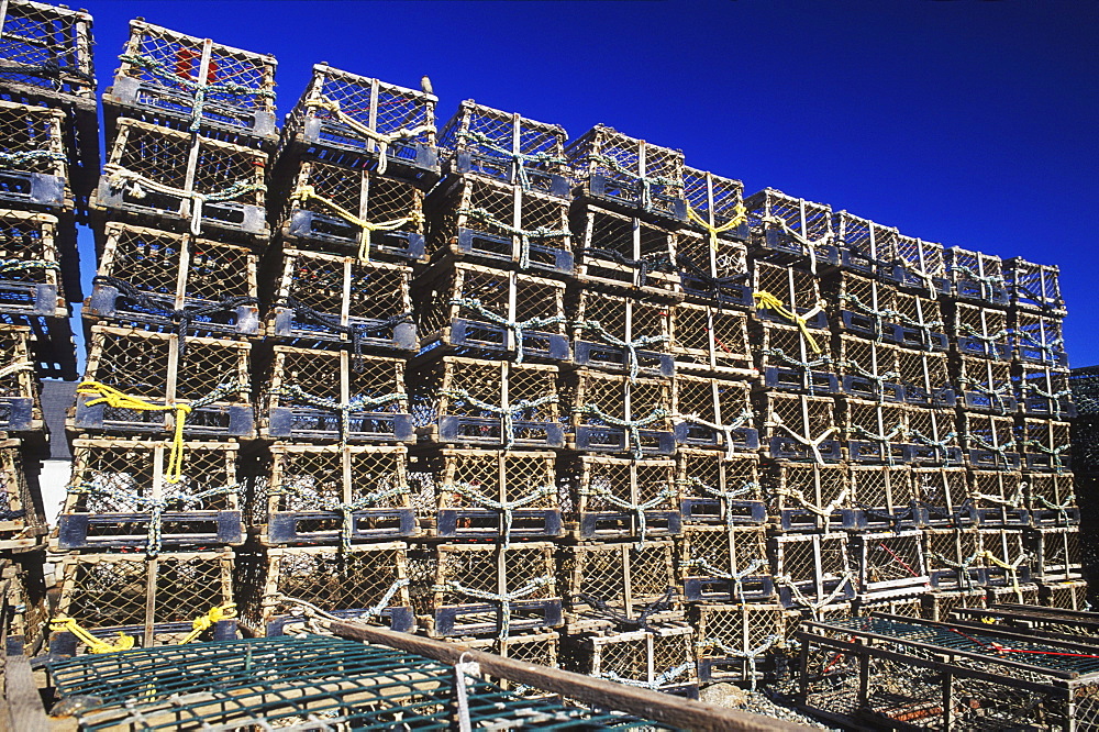 Stack of lobster traps