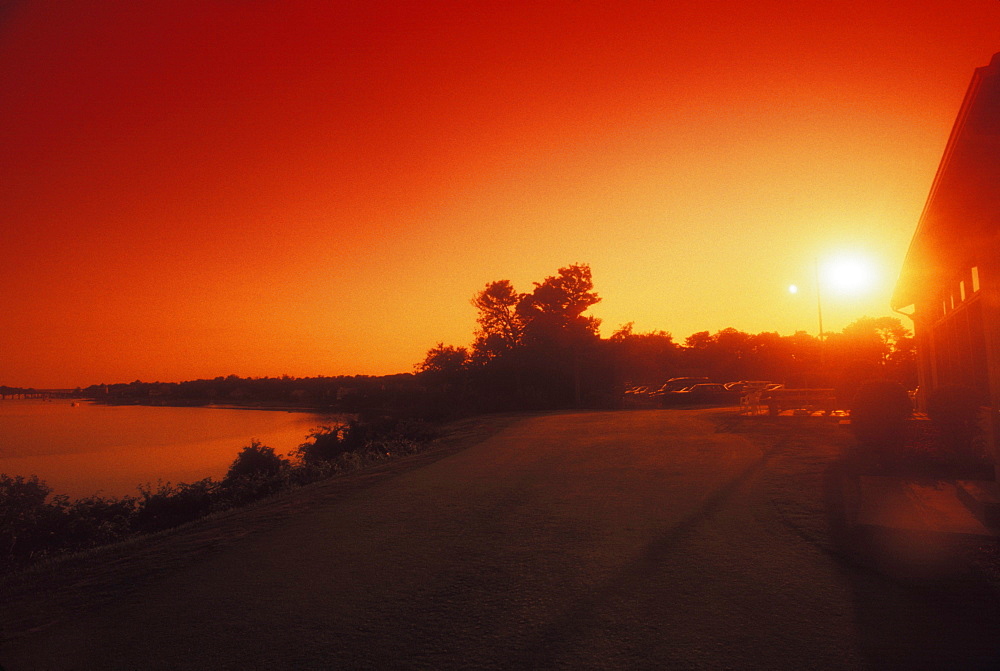 Panoramic view of a sunset over a lake, Cape Cod, Massachusetts, USA 