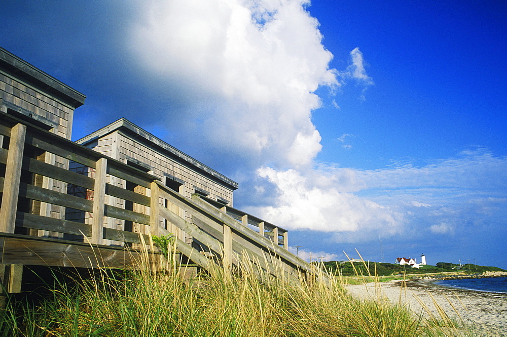 Changing cubicles on the beach, Cape Cod, Massachusetts, USA 